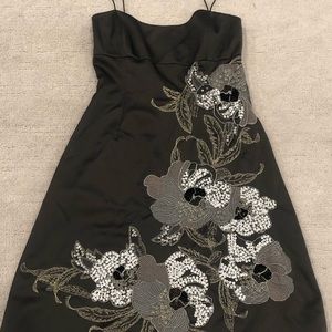 Karen Millen Grey Gray Satin Dress Sequined Size 6